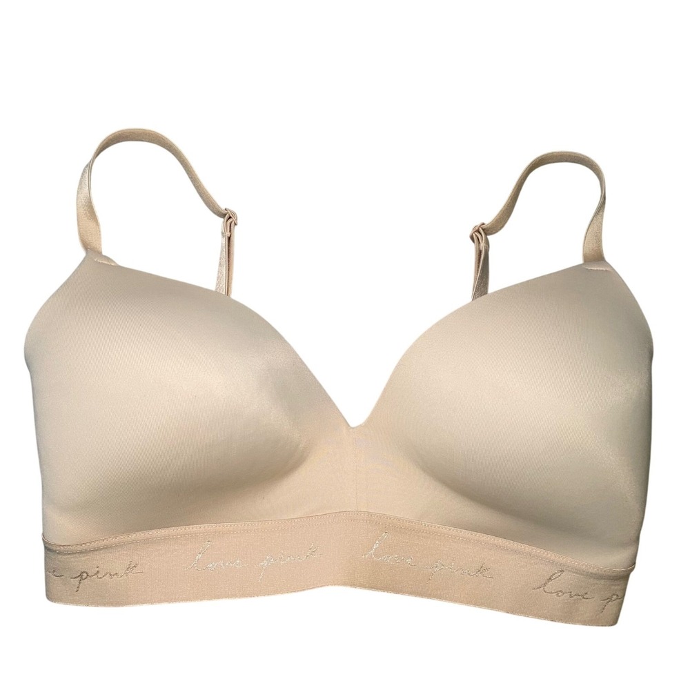 Victoria's Secret PINK Wear Everywhere Wireless Bra Lightly Lined 32DD Nude